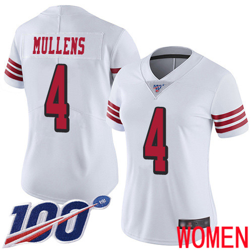 San Francisco 49ers Limited White Women Nick Mullens NFL Jersey #4 100th Season Rush Vapor Untouchable